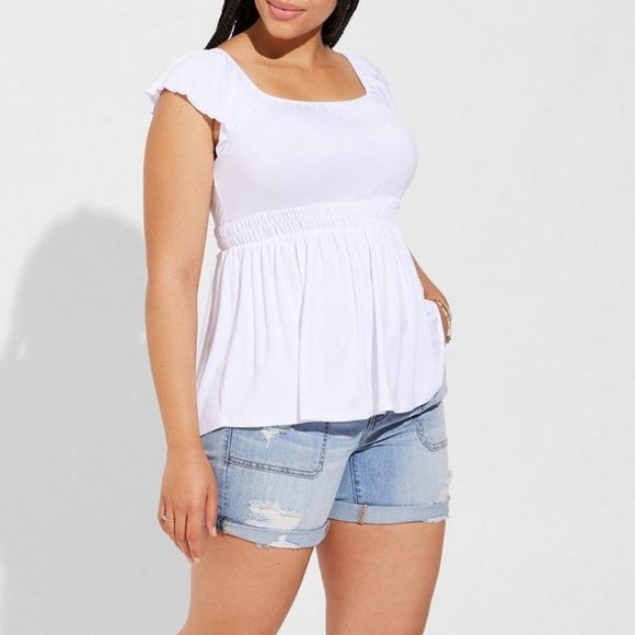 TORRID BABYDOLL TANK SUPER SOFT CINCHED WAIST SQUARE NECK SLEEVELESS CAMI - Picture 11 of 16